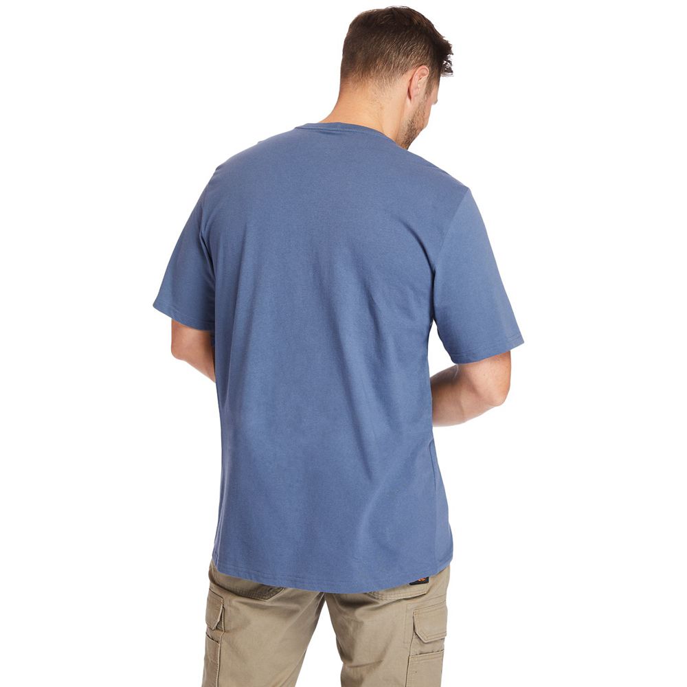 Tricouri Timberland Barbati Albastri - Pro® Big & Tall Base Plate Short-Sleeve - Romania - ABMNXJ107